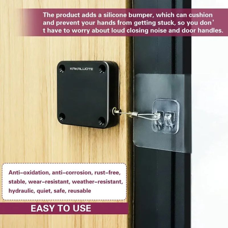Portable Automatic Door Closer –|Punch-Free, Self-Closing with Pull Force - Image 2
