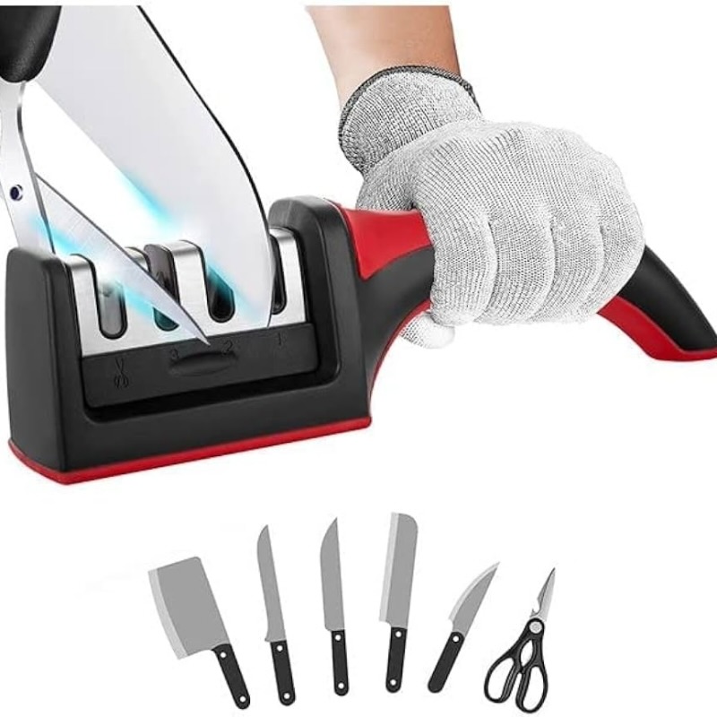 3-in-1 Knife Sharpener Set with Ceramic Peeler | 3-Stage Blade Restorer - Image 6