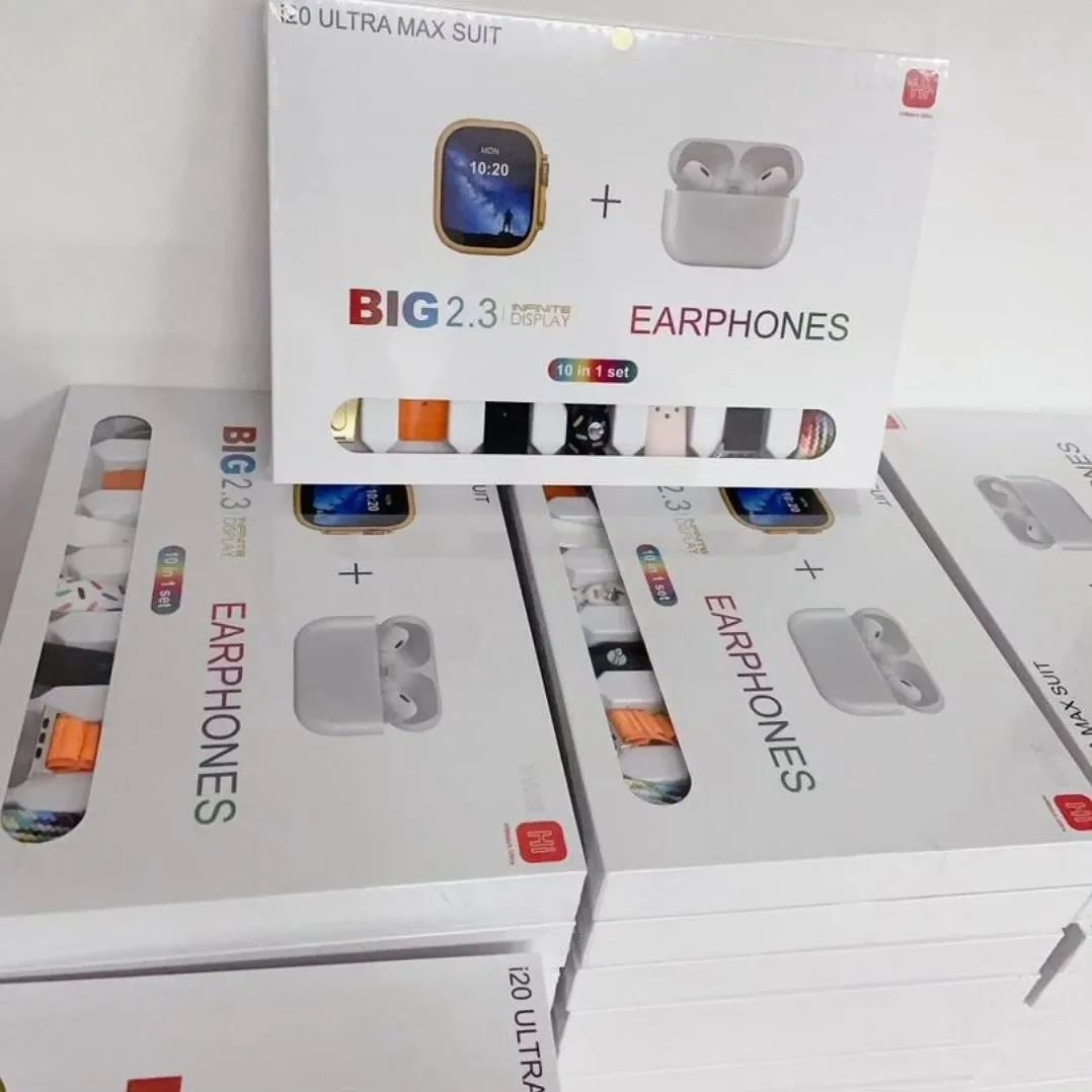 i20 Ultra Max Suit Smartwatch & Earbuds Combo – 10-in-1 Set with 7 Straps| Random - Image 4