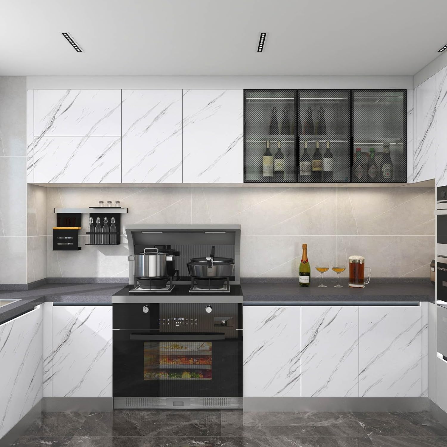 White & Grey | Marble Sheet Sticker 60x200cm | Waterproof Self-Adhesive PVC Wallpaper for Furniture Walls - Image 3