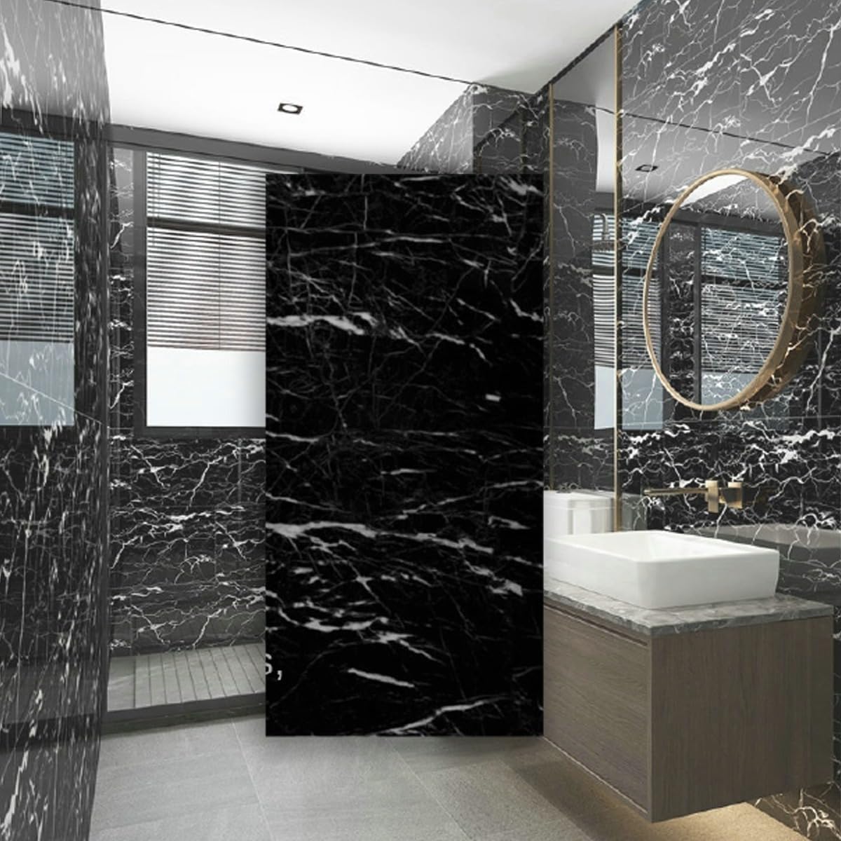 Black & White | Marble Sheet Sticker 60x200cm | Waterproof Self-Adhesive PVC Wallpaper for Furniture Walls - Image 2