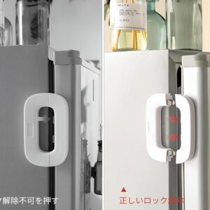 Child Safety Refrigerator Lock | Baby Proof Double Button Fridge Lock White & Grey