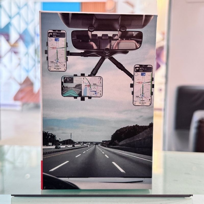360° Rotatable & Retractable Rearview Mirror Phone Holder |– Safe & Convenient Driving