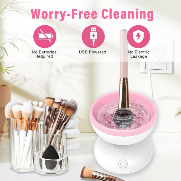 Electric Makeup Brush Cleaner Machine - Automatic | USB Rechargeable & Gentle on Bristles | Random Color - Image 8