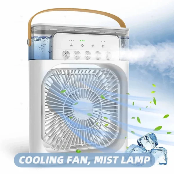 10 Inches | Large Size Portable Air Conditioner Fan | Usb Electric Fan With Led Night Light, Fine Mist Water, And Humidifier Function | Led Night Light Water Mist | Random Color - Image 6