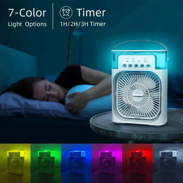10 Inches | Large Size Portable Air Conditioner Fan | Usb Electric Fan With Led Night Light, Fine Mist Water, And Humidifier Function | Led Night Light Water Mist | Random Color - Image 5