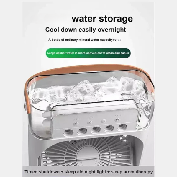 10 Inches | Large Size Portable Air Conditioner Fan | Usb Electric Fan With Led Night Light, Fine Mist Water, And Humidifier Function | Led Night Light Water Mist | Random Color - Image 3