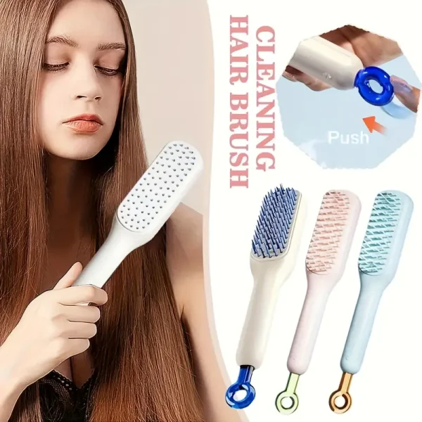 Self-Cleaning Hair Brush & Telescopic Comb (Random Color) - Image 5