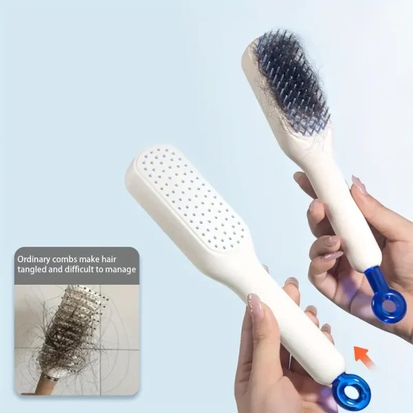 Self-Cleaning Hair Brush & Telescopic Comb (Random Color) - Image 2